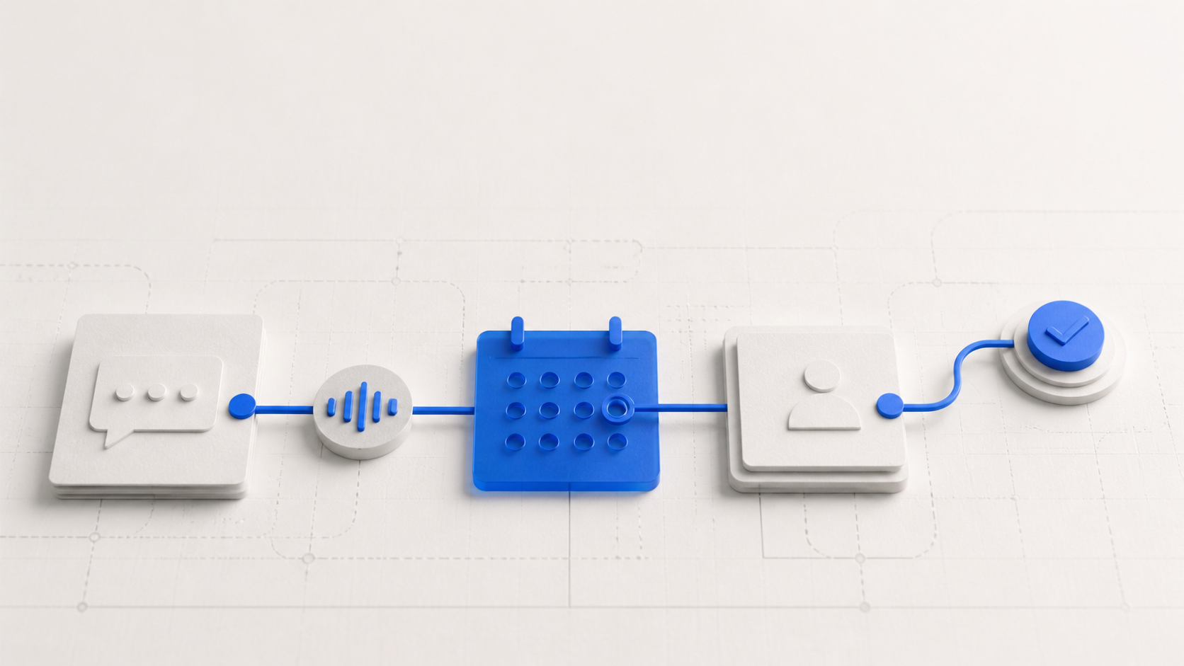 Customer messages, phone calls, calendars, and staff work connected as one scheduling journey