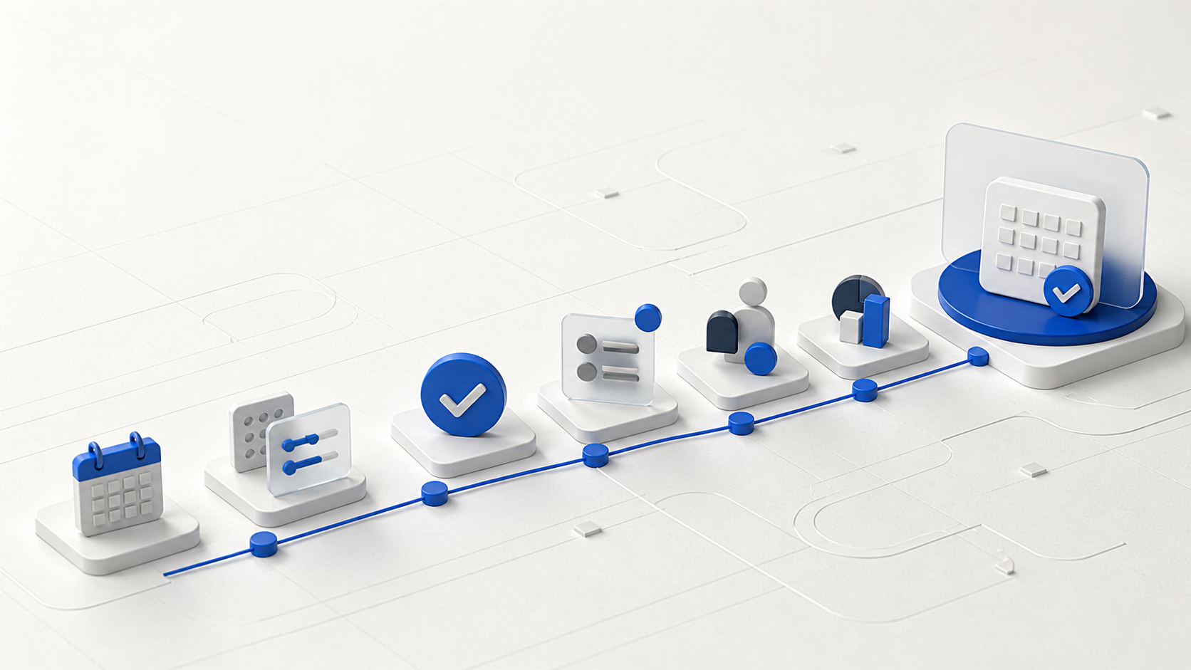 Six controlled rollout stages converging into a reliable appointment journey